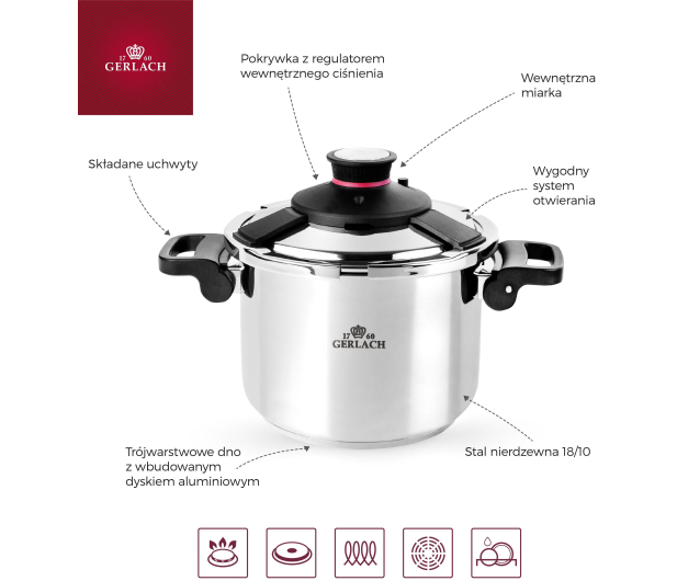 Gerlach GERLACH Ambiente Szybkowar 22cm 6,0L - 1416208 - zdjęcie 7